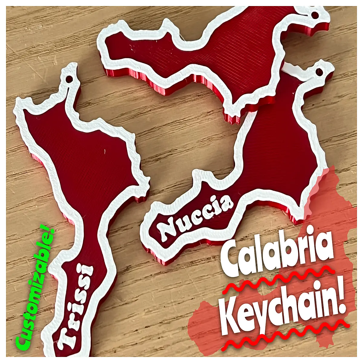 Calabria Keychain Italian Handcrafted Keychain Design Souvenir Gift Keyring Charm Italian Flair