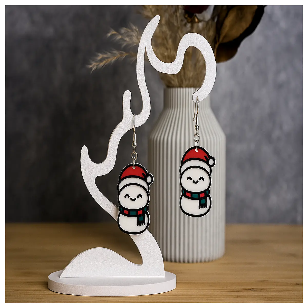 snowman earrings for women winter holiday party festive charm dangle studs