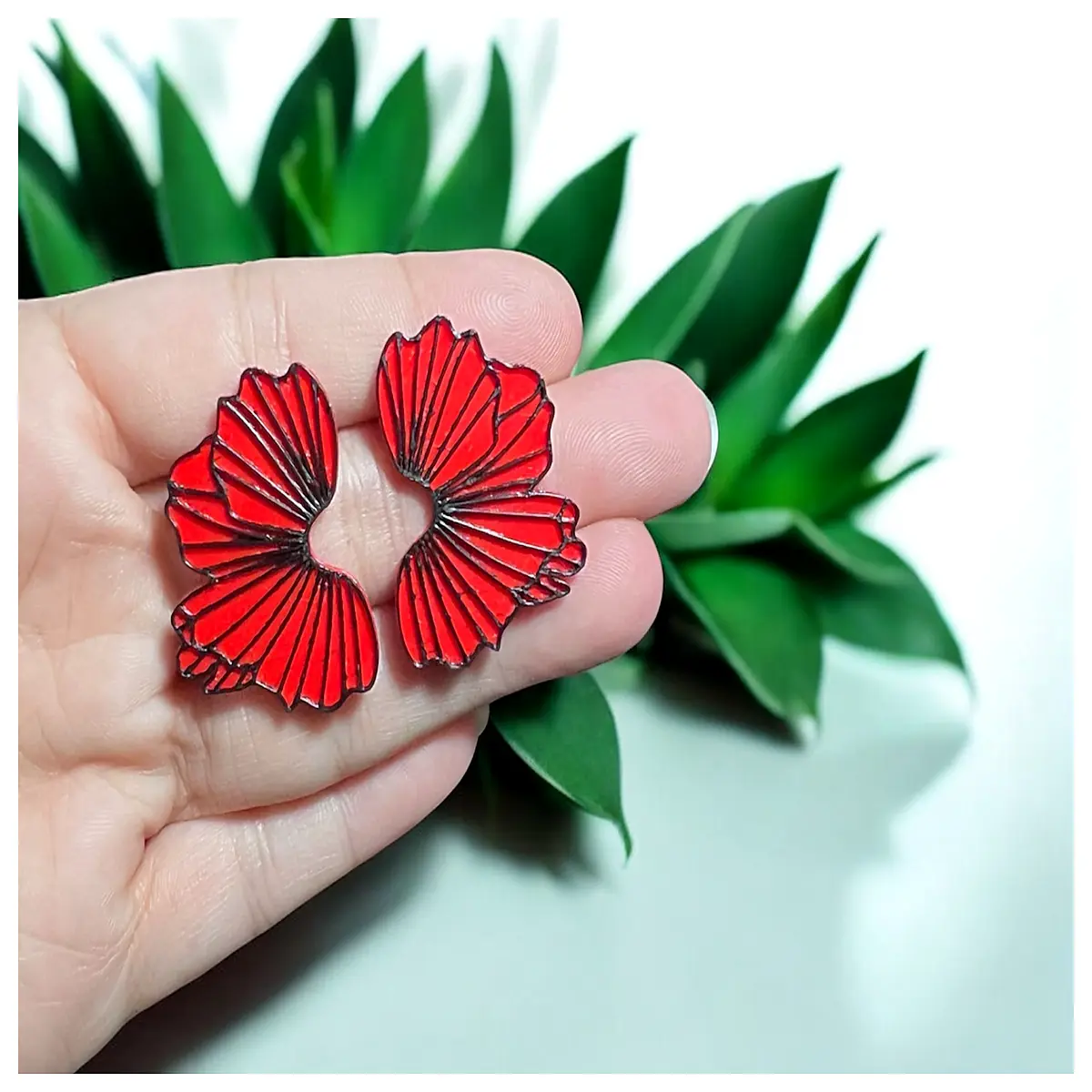 half flower stud earrings for women gold silver dainty floral jewelry gift