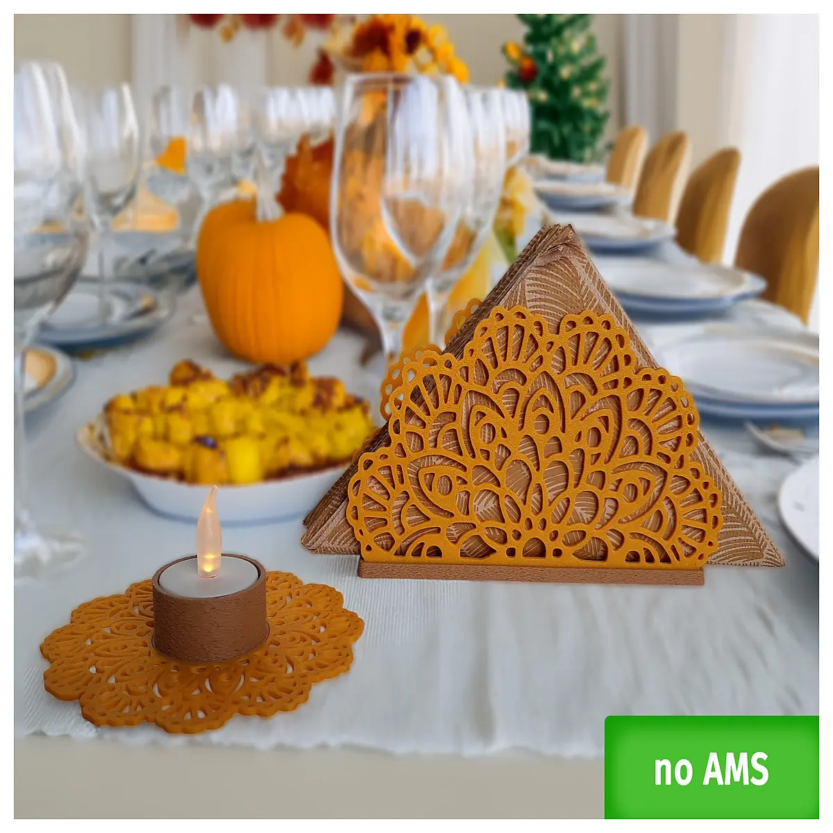 Autumn Table Decor Candle Holder Set Tabletop Decoration Accessories Festive Dinnerware Rack