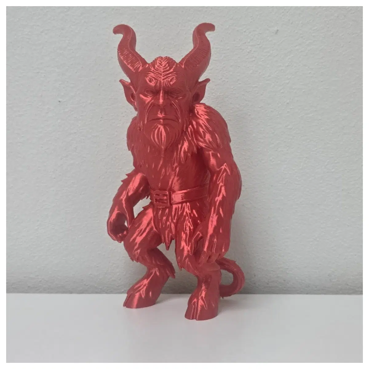 red plush devil christmas decoration with belt naughty santa helper ornament funny holiday table centerpiece festive goblin figurine for mantel