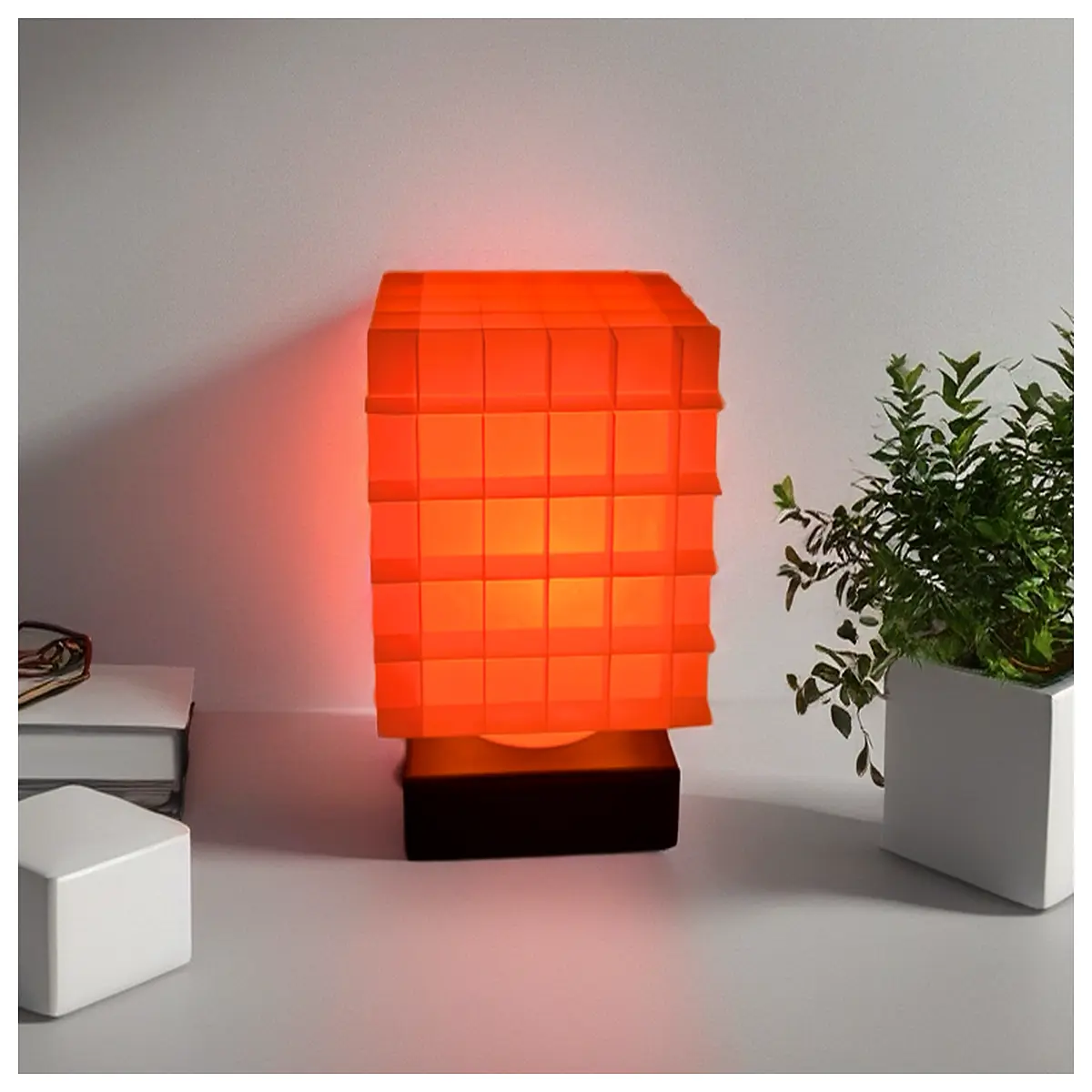 modern geometric cube table for home office desk ambient lighting