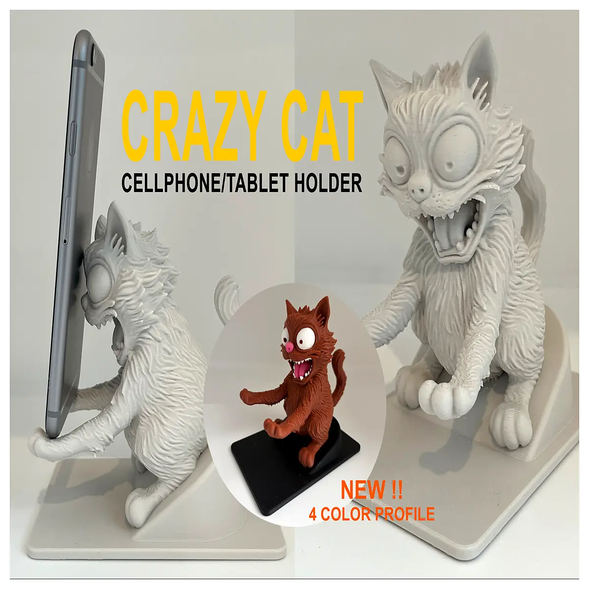 Crazy Cat Phone Tablet Holder Adjustable Angle 3 Section Stand Desktop Phone Holder Lazy Stand Phone Accessories