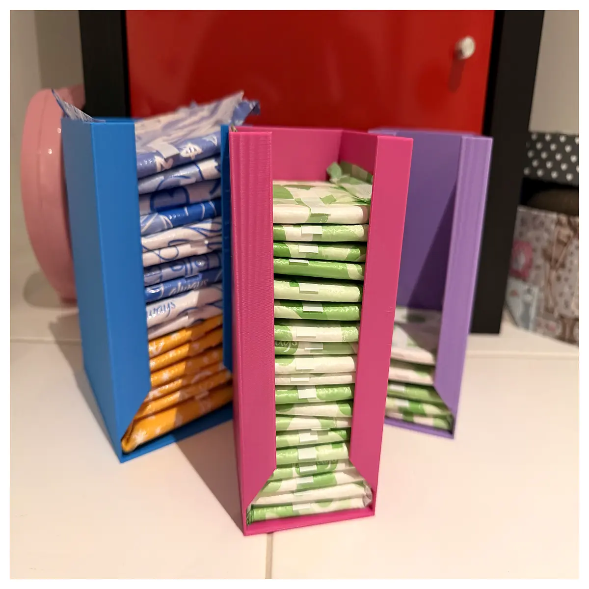 modular sanitary pad organizer box stackable period care storage container for bathroom vanity