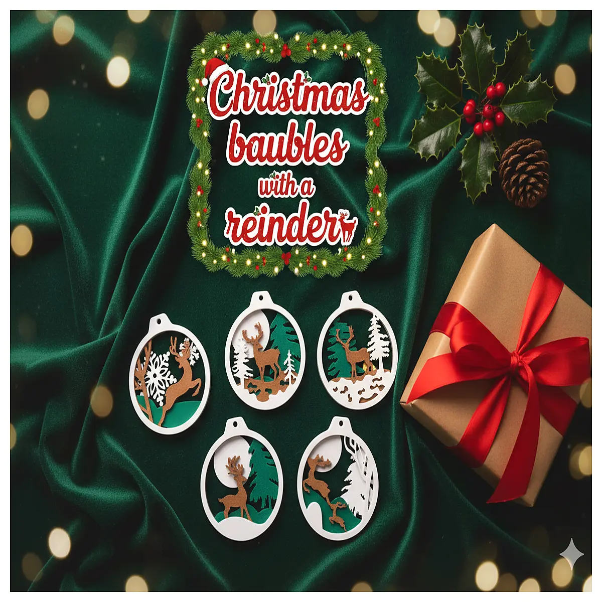 Reindeer Christmas Ornament Deer Pattern Christmas Ball Decoration Festive Gift Christmas Present