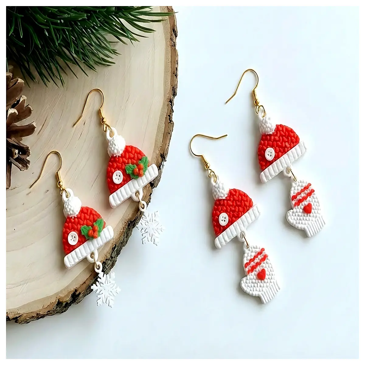 snowflake knit wish earrings winter boho charm jewelry cozy knitted hoop earrings for women festive holiday gift accessories