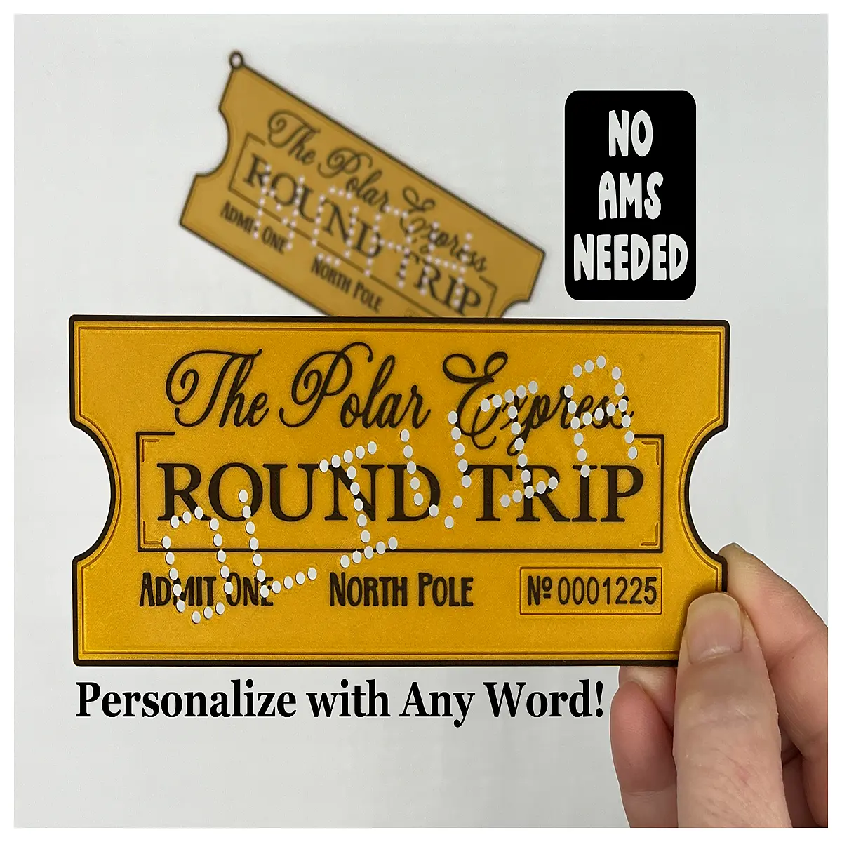 personalized perforated polar express train ticket keychain custom name ornament holiday gift