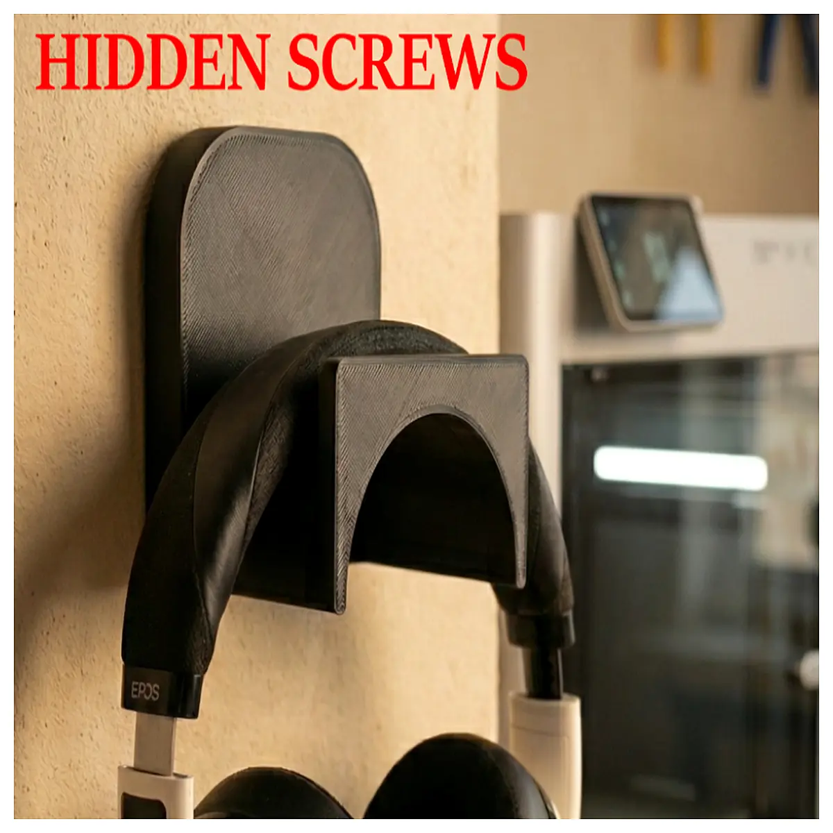 minimalist wall mounted headphone holder with hidden screws for clean look