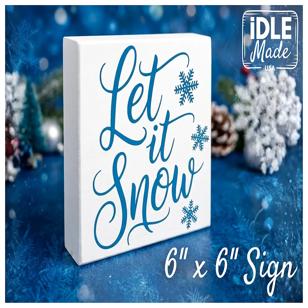 Snowflake Decoration Winter Holiday Christmas Tree Shelf Display Ice Snow Theme Home Decor Block