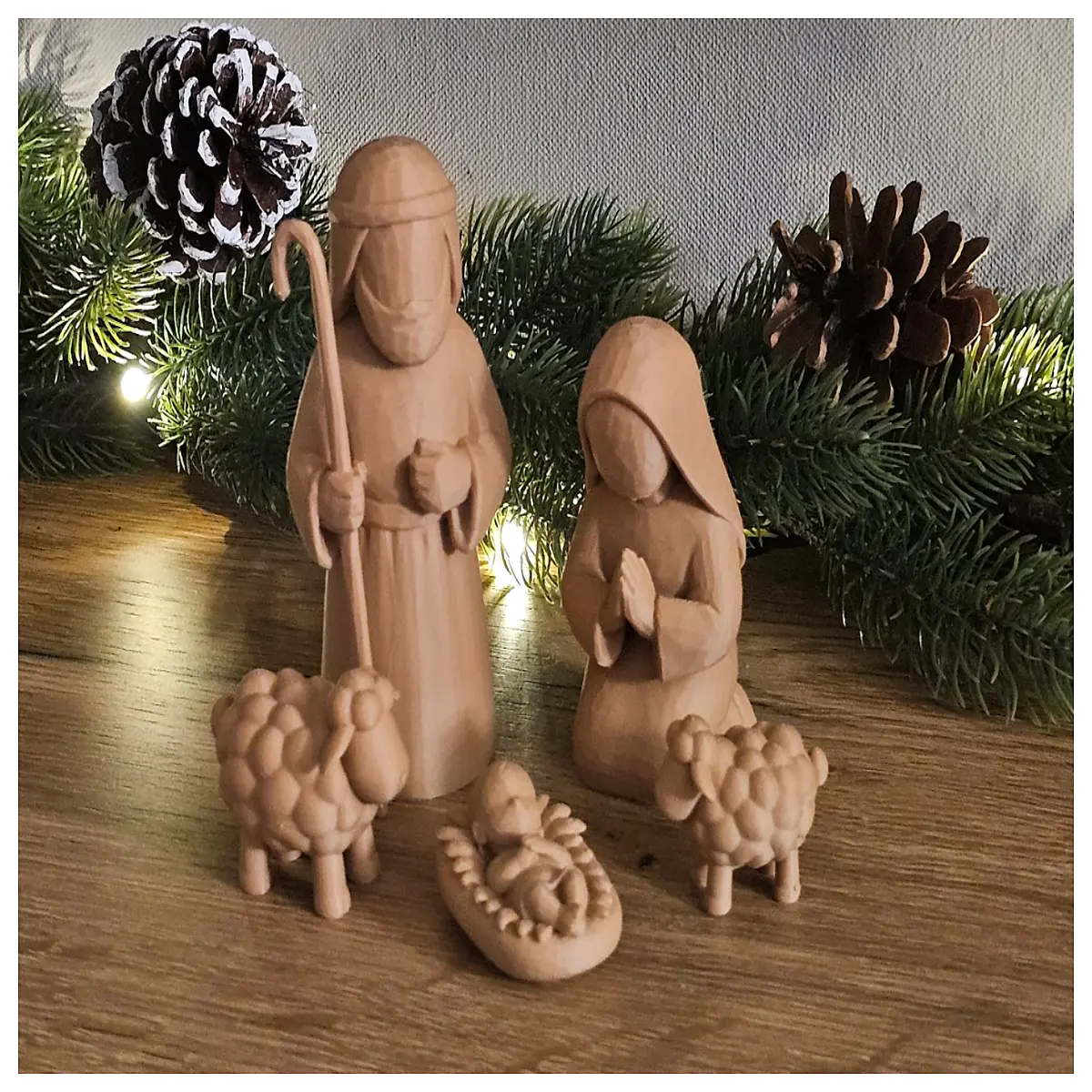 nativity scene figures wood look resin stable set christmas decoration