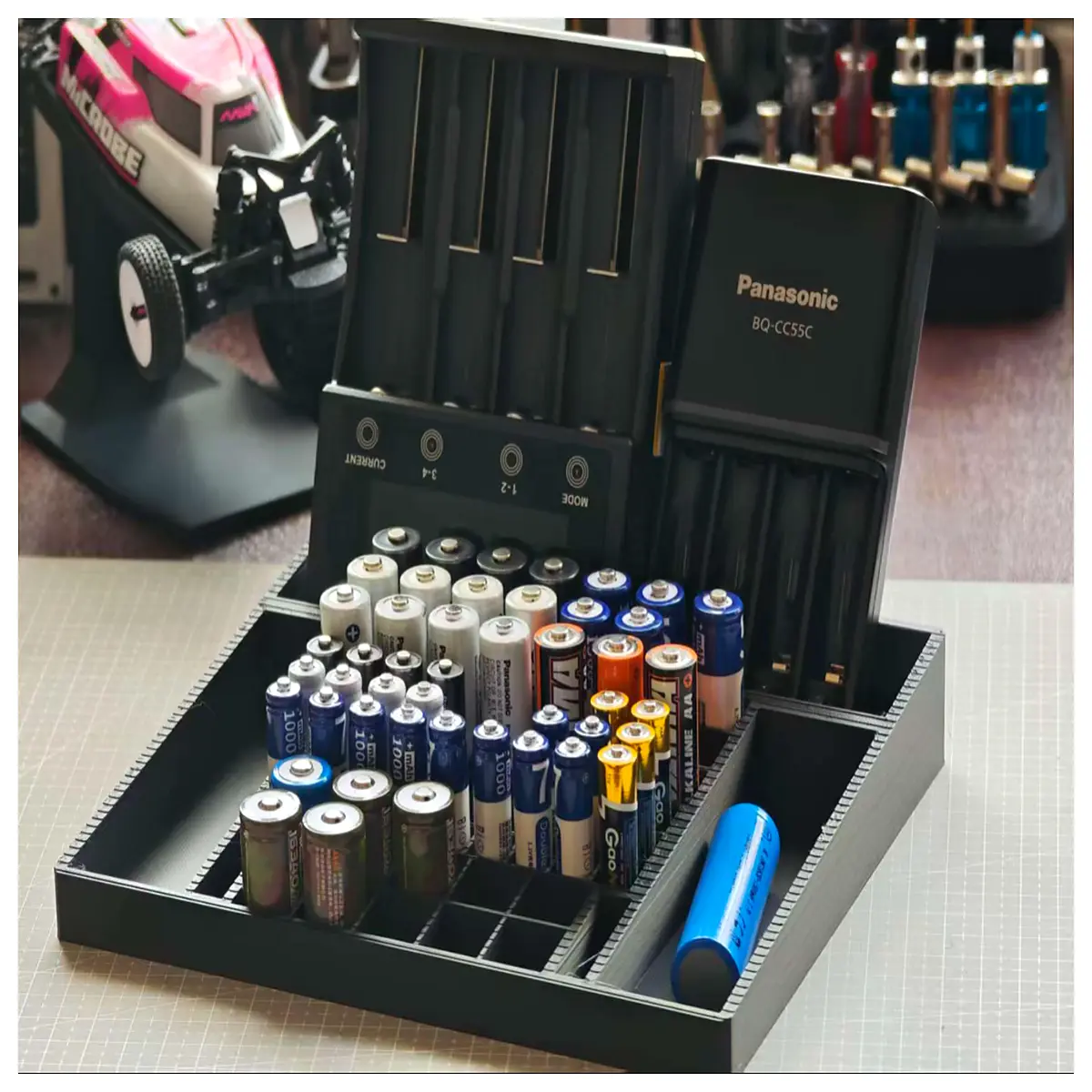 battery organizer box with lid for aa aaa storage case travel portable battery holder container