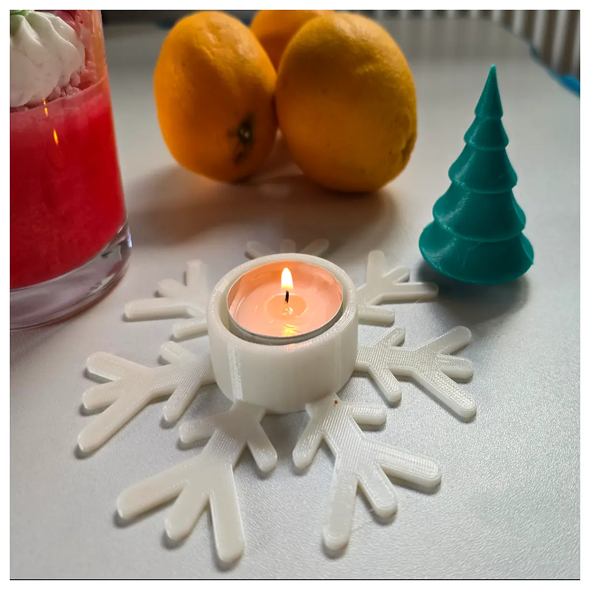 winter snowflake tea candle holder with tree holiday decor christmas table centerpiece festive home decoration