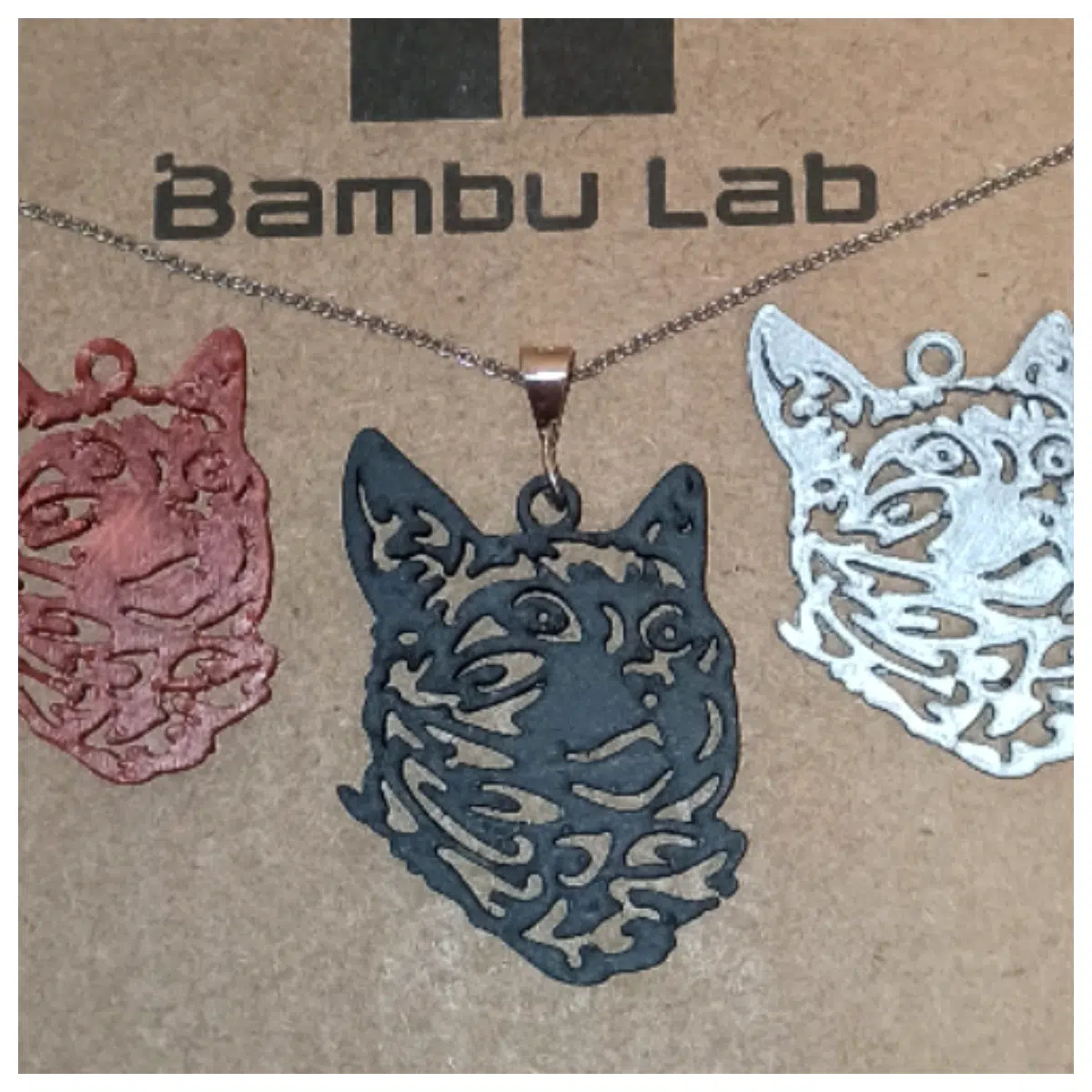 Cat Head Pendant Necklace 1g Small Cute Cat Charm Pet Memorial Lucky Amulet Gift