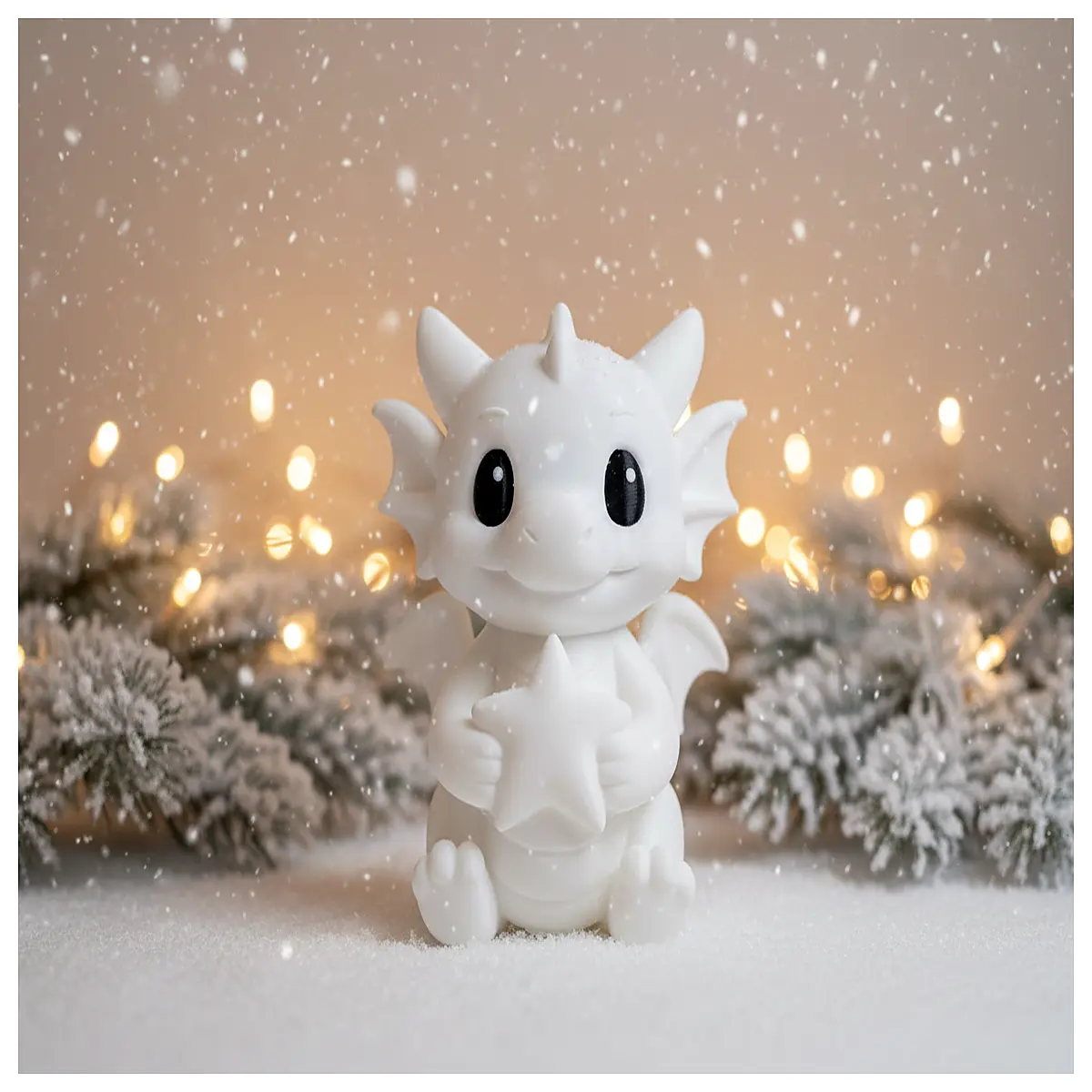 Baoxing White Baby Dragon Christmas Figurine Dragon Ornament Holiday Decoration Christmas Gift Display Accent