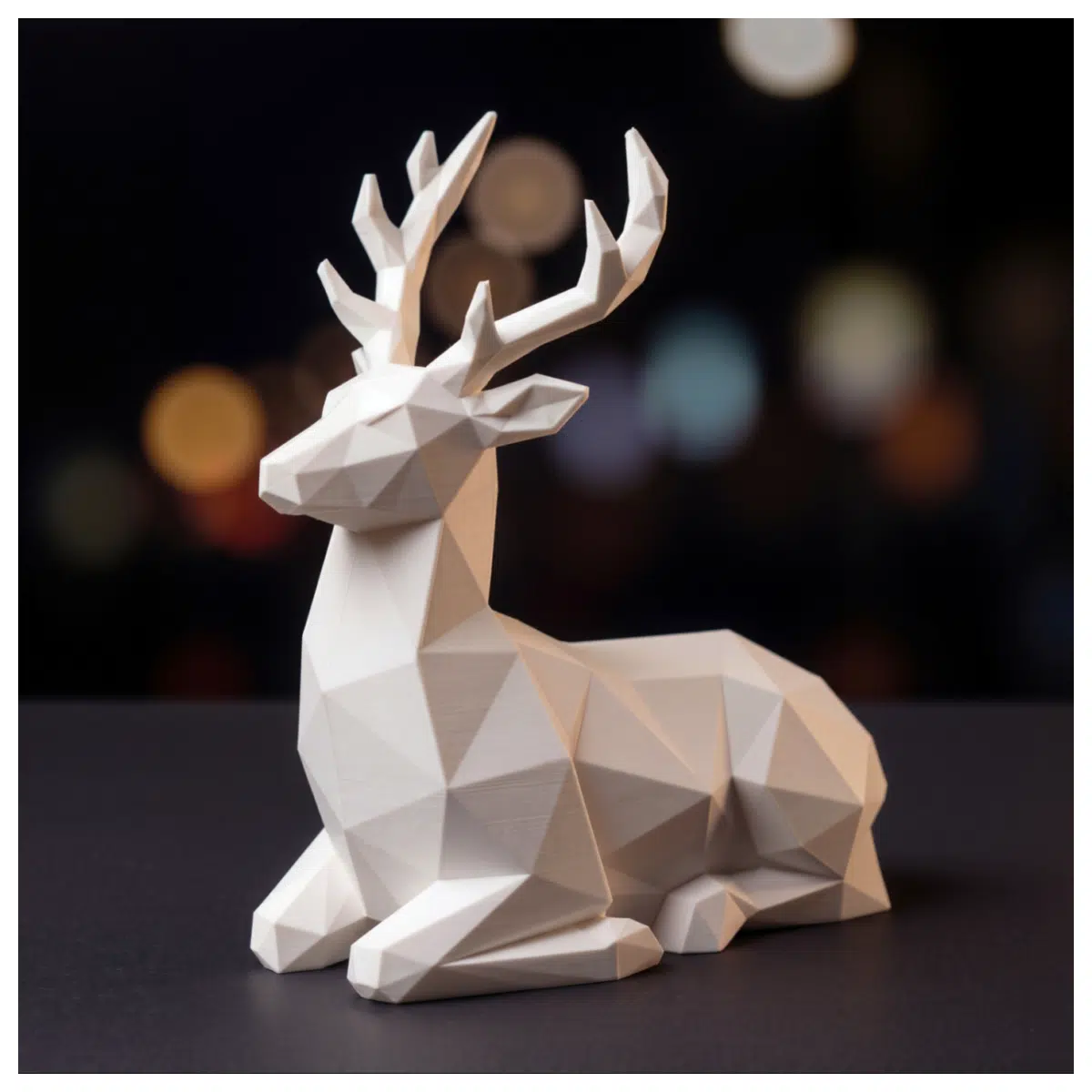Low Poly Deer Christmas Model 3D Print Model Small Support Festive Decoration Deer Antlers Christmas Ornament