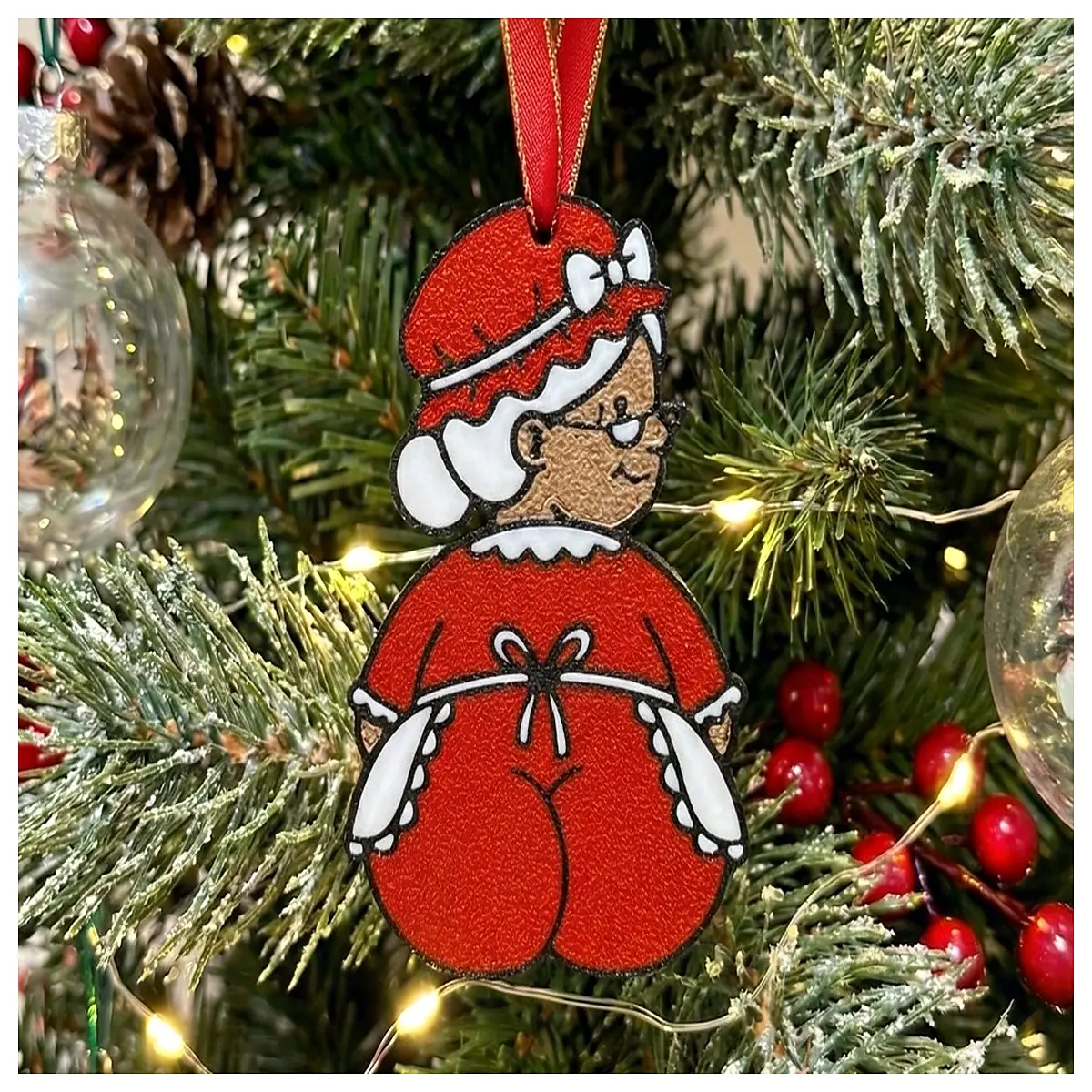 Christmas Ornament Plump Santa Lady Hanging Decoration Festive Decor Christmas Gift Accessory Parts