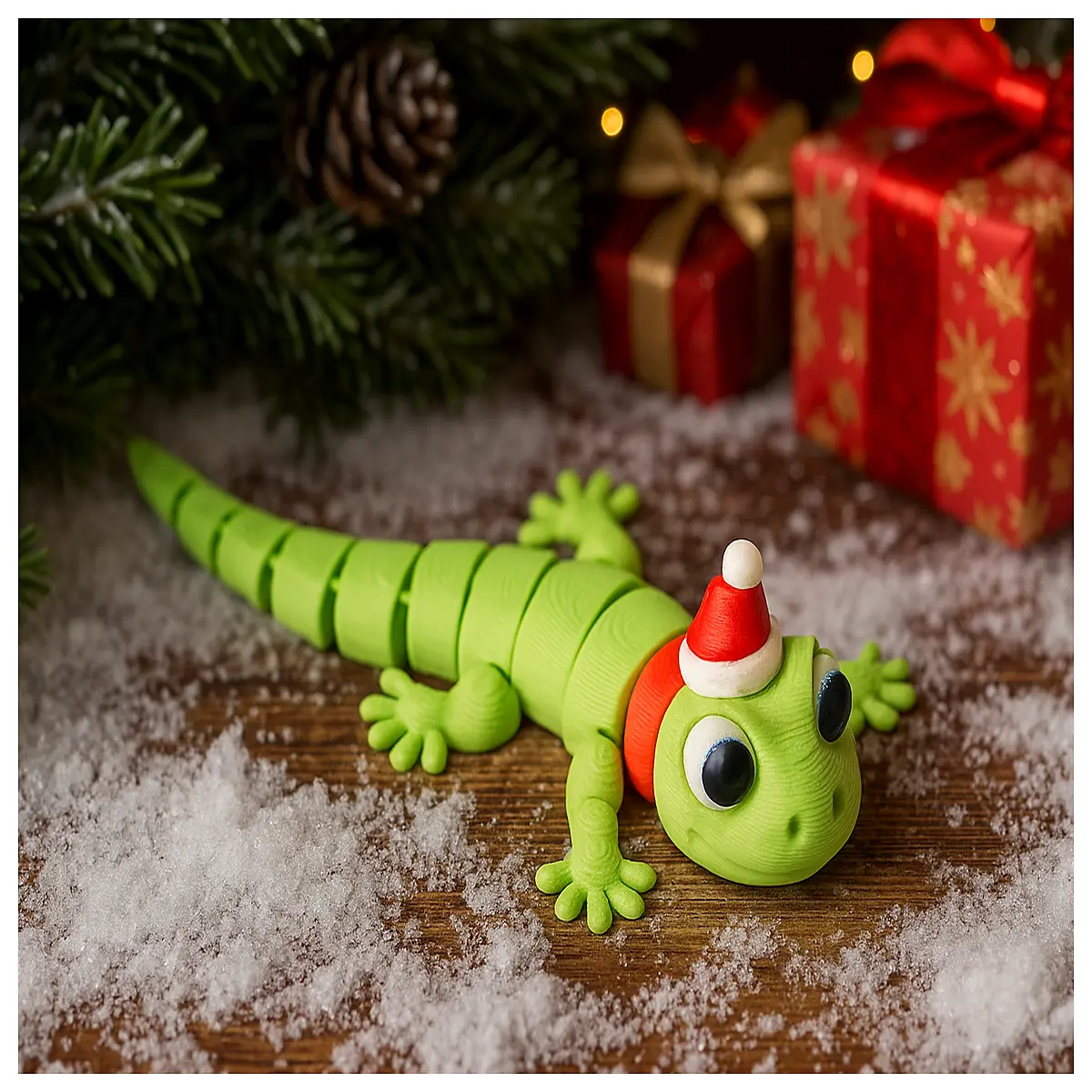 Moving Christmas Lizard Toy Festive Display Figurine Cute Holiday Decoration Christmas Gift Realistic Motion Christmas Ornament