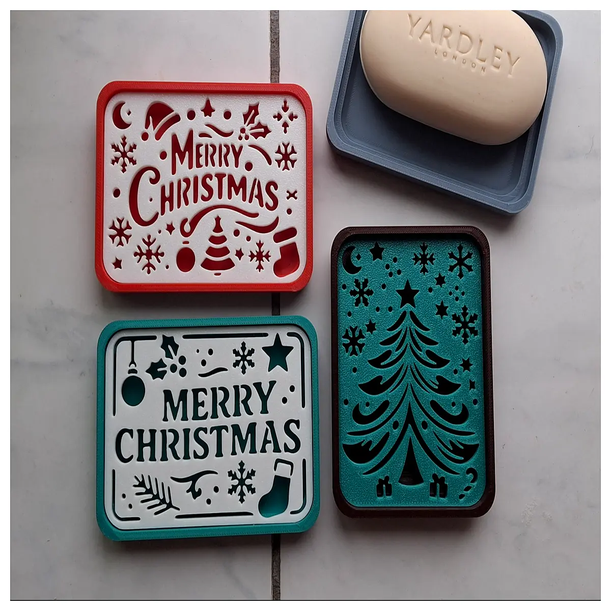 christmas soap dish holder with sponge tray non slip bathroom organizer holiday decor gift