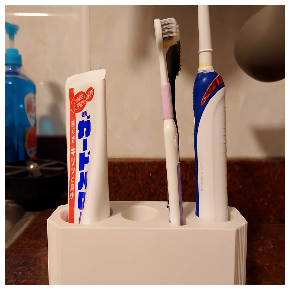 Marble Toothbrush Holder Sink Organizer Bathroom Countertop Storage Stone Toothbrush Rack Modern Minimalist