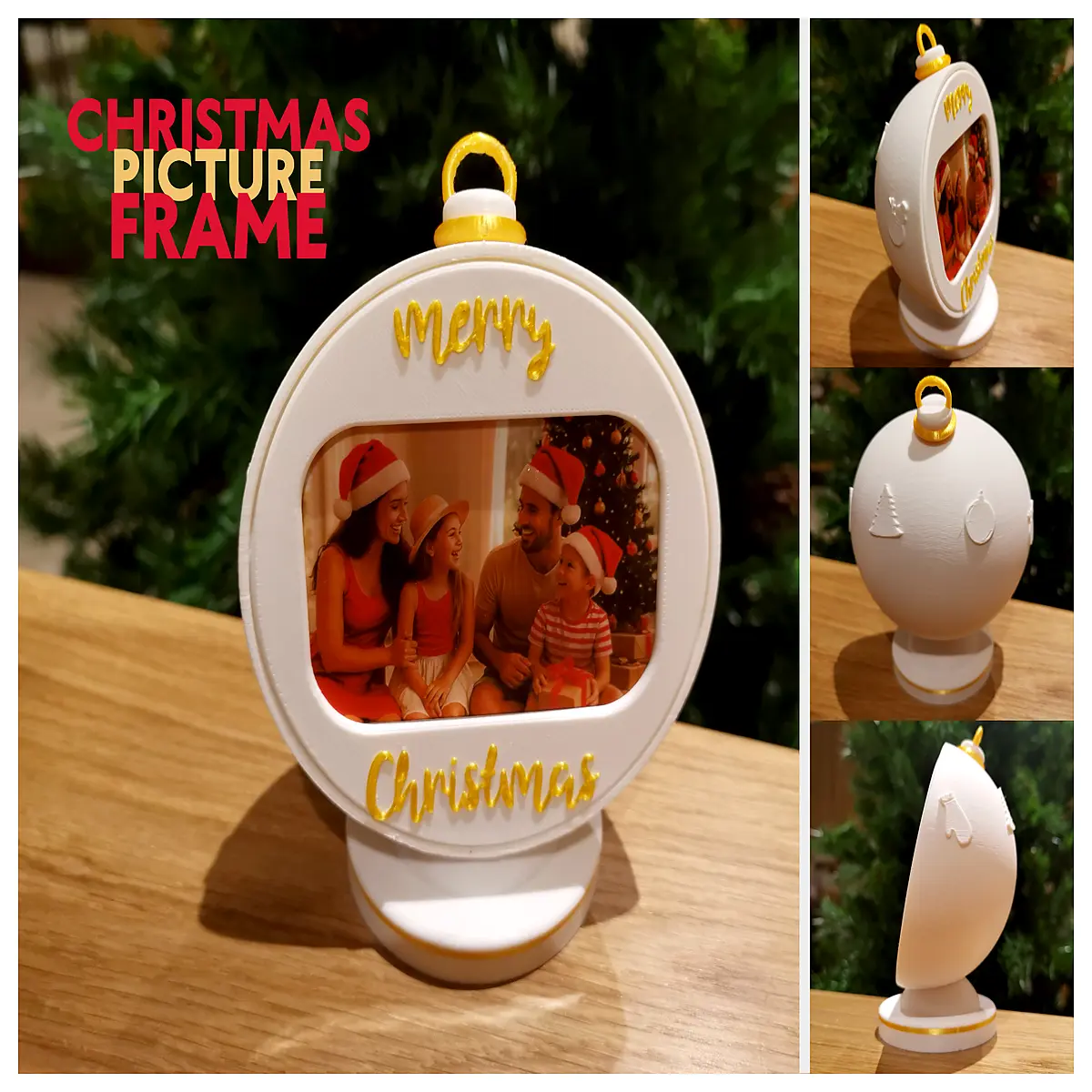christmas photo frame ball ornament holiday decor for mantel tree