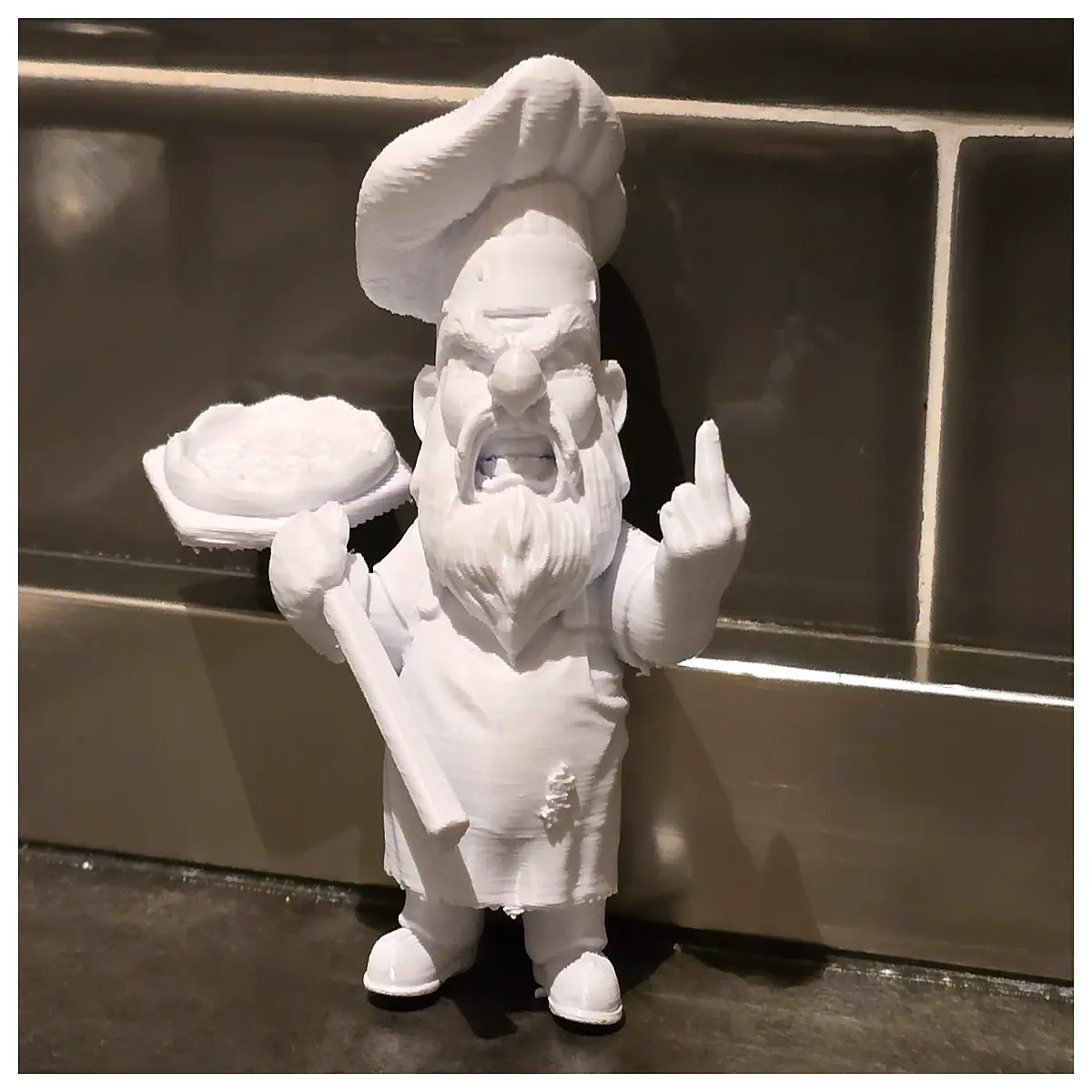 Angry Pizza Gnome Statue Funny Grumpy Decor Desktop Figurine Gag Gift Collectible