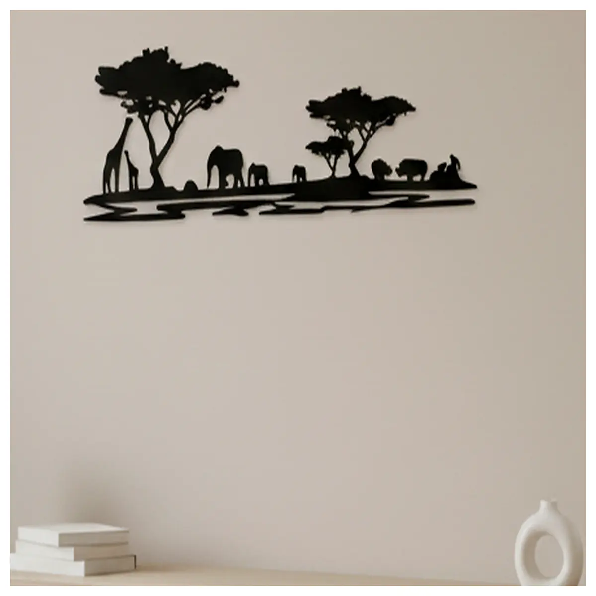 African Hunting Silhouette Wallpaper Wall Covering Animal Prints Hunter Theme Home Decor