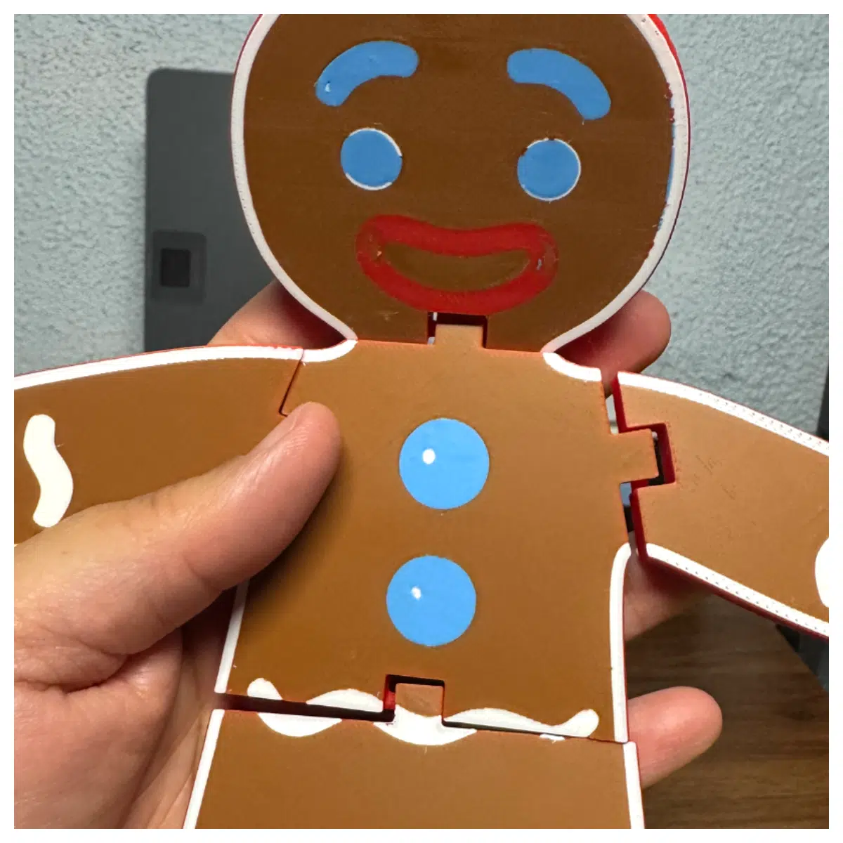 hanging gingerbread man ornament with movable joints for christmas tree decoration