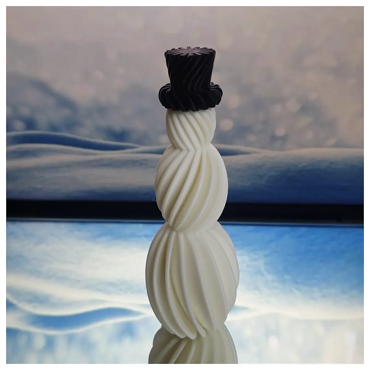 daily 036 top hat spiral snowman figurine winter holiday decor resin statue