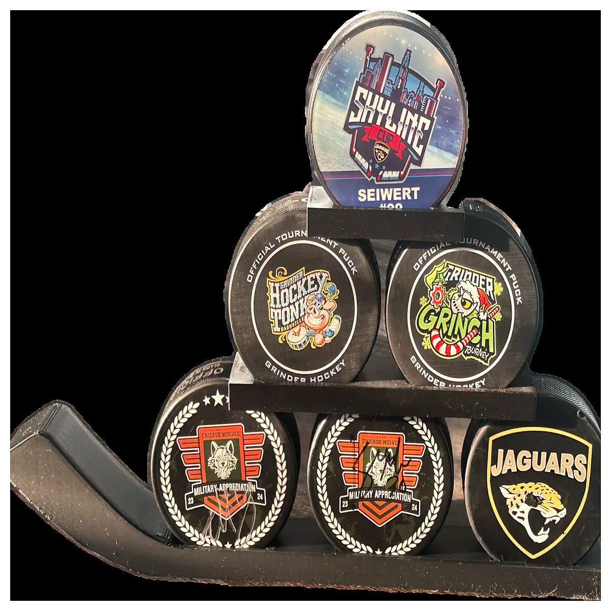 hockey stick rack wall mount holder for home office sports decor storage organizer