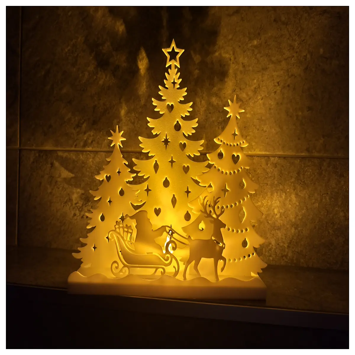 Tea Christmas Silhouette Santa Forest Decorations Festive Lighting Christmas Gift Holiday Decor Indoor Ornament