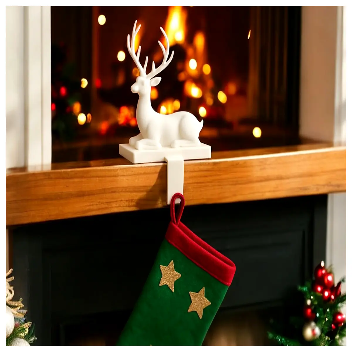 Reindeer Christmas Stocking Holder Wall Mounted Hanger Christmas Gift Festive Decoration Sock Display Stand