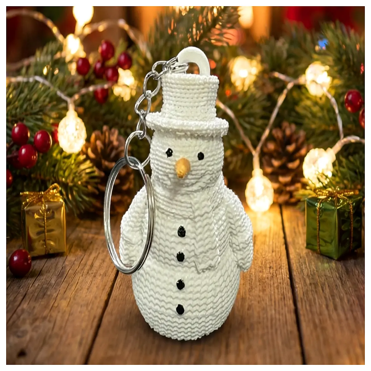 Knitted Snowman Ornament Wool Snowman Keychain Festive Gift Home Decor Cute Handicraft