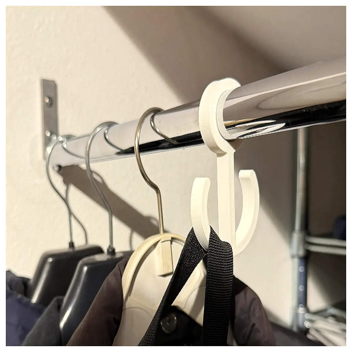 Clothes Hook Clothes Pole 225cm Diameter Wall Mounted Hanger Bedroom Living Room Multi Purpose Clothing Storage Space Saving