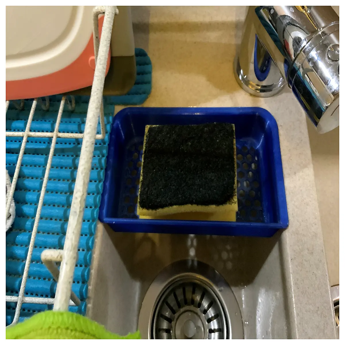kitchen sink sponge holder organizer rack with soap dish drainage non slip