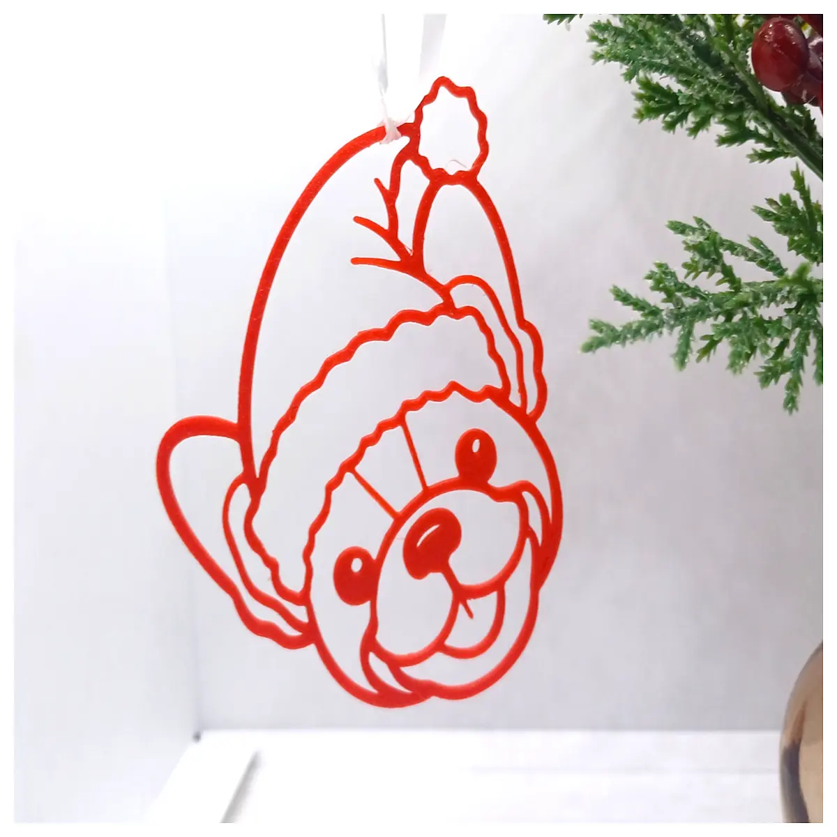 bulldog christmas ornament solid color cute dog holiday decor monochrome pet figurine for tree minimalist bulldog bauble