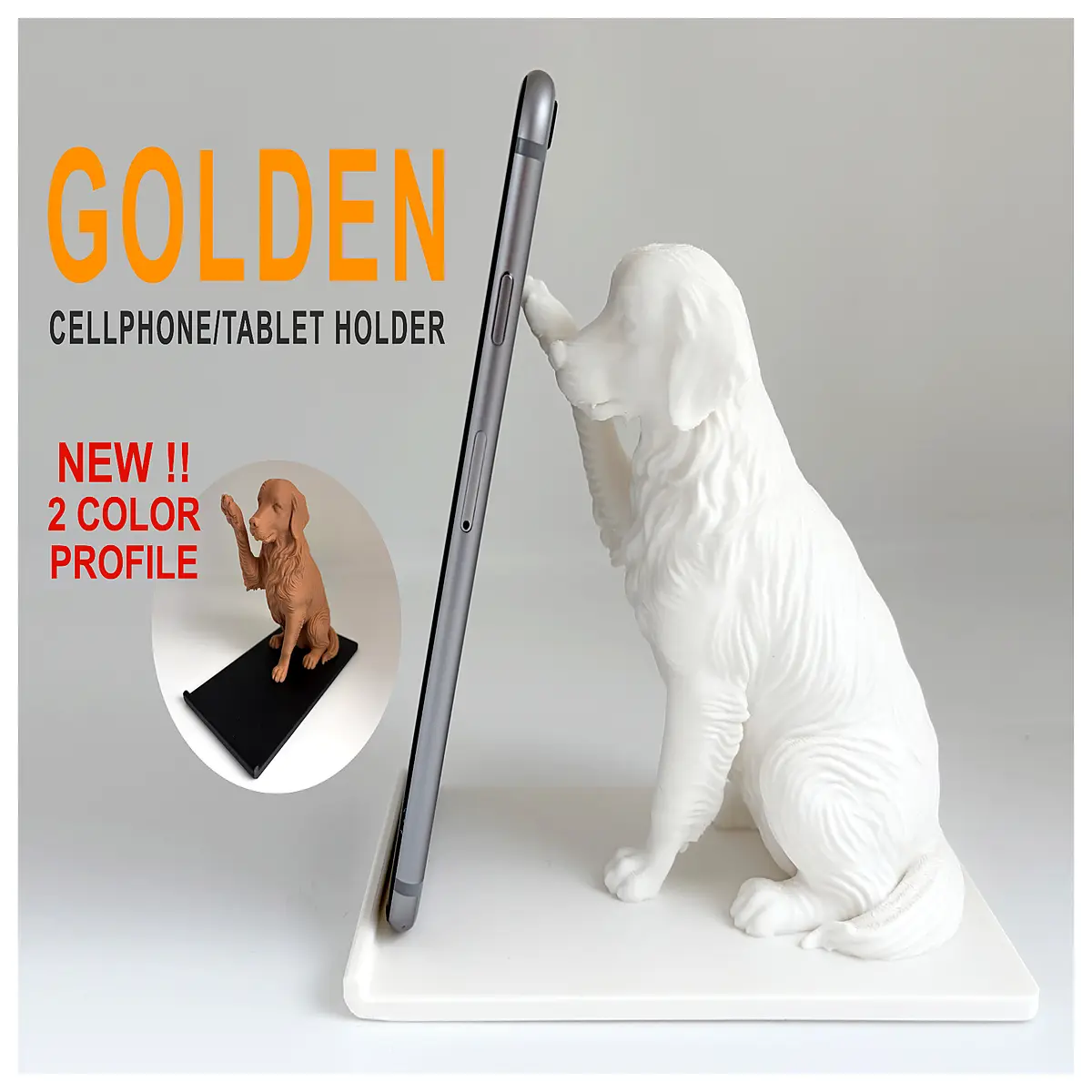 cute golden retriever dog phone holder for tablet desk accessory gift