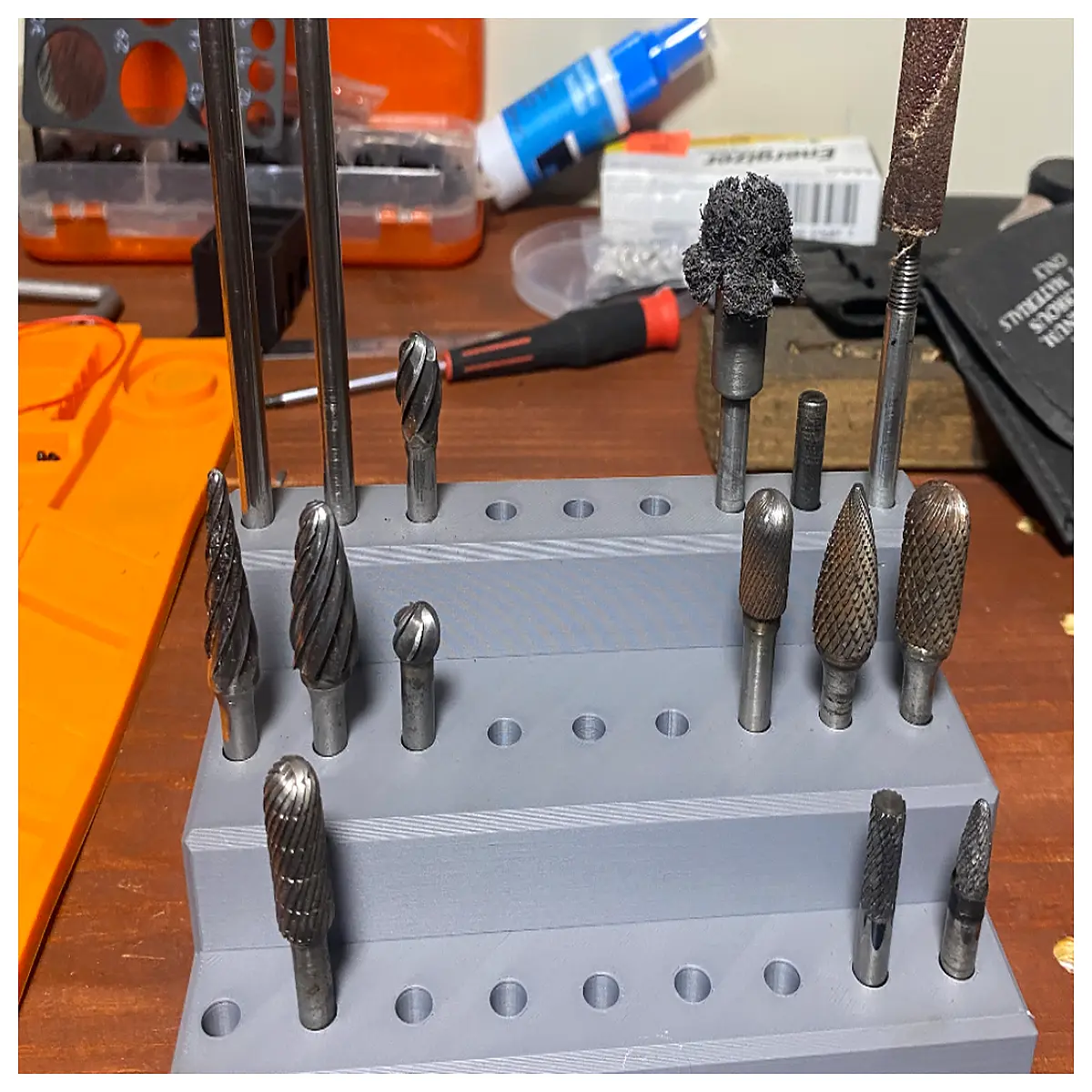 polishing machine drill bit holder organizer rack storage