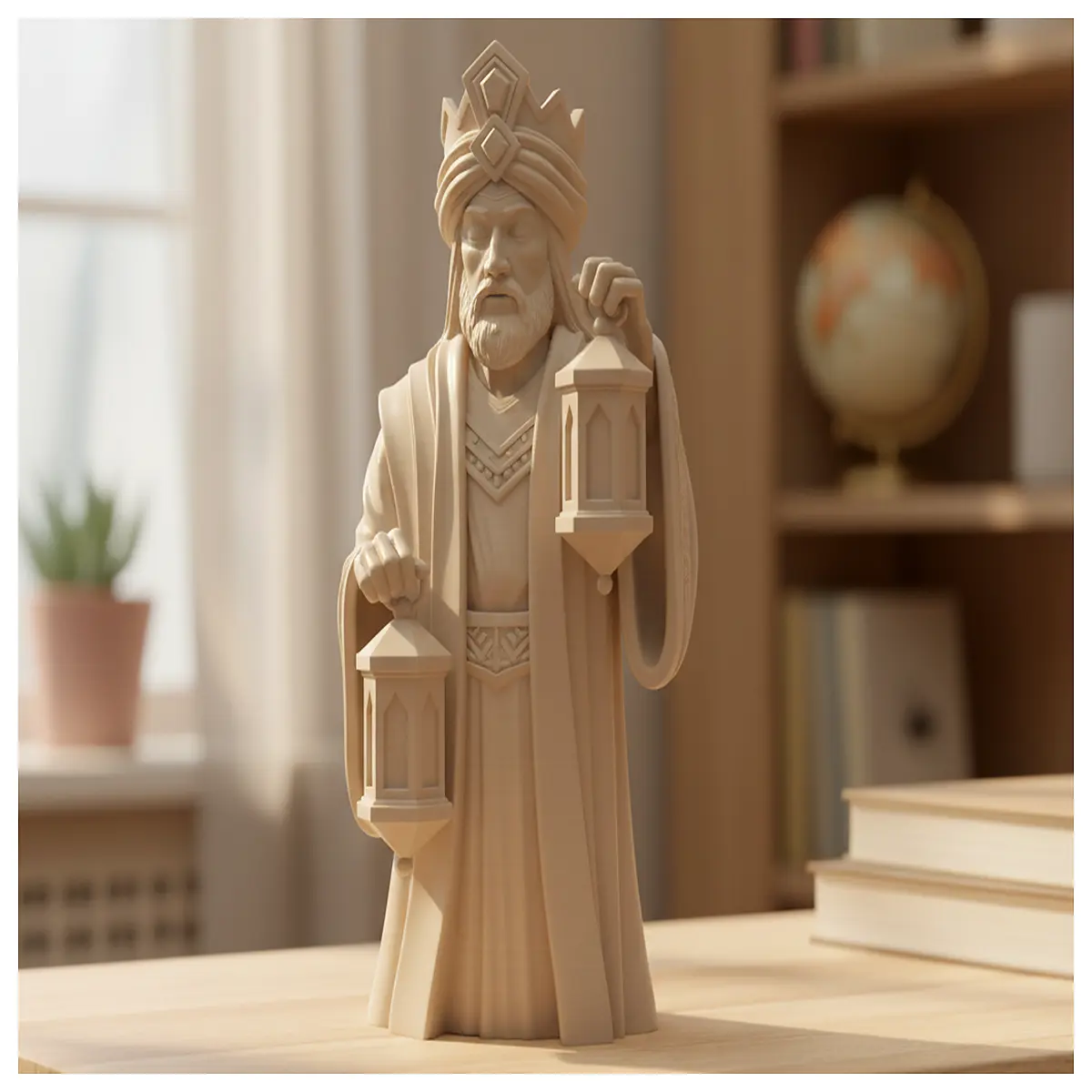 fantasy lantern sage statue resin garden decor mystical wizard figurine outdoor lawn ornament
