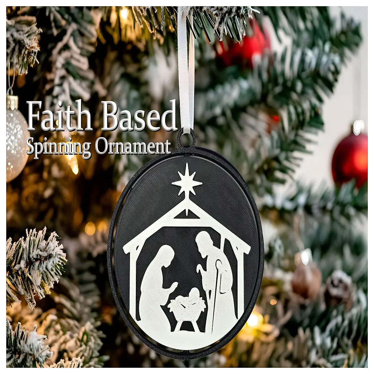 Nativity Rotating Ornament Holy Night Christmas Decoration Jesus Angel Toy Festive Holiday Display