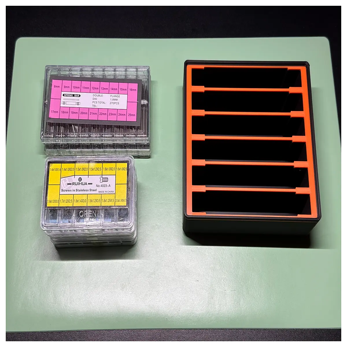 gridfinity parts organizer bins for watchmaker tools modular storage boxes for horology repair kits magnetic drawer inserts for workshop organization