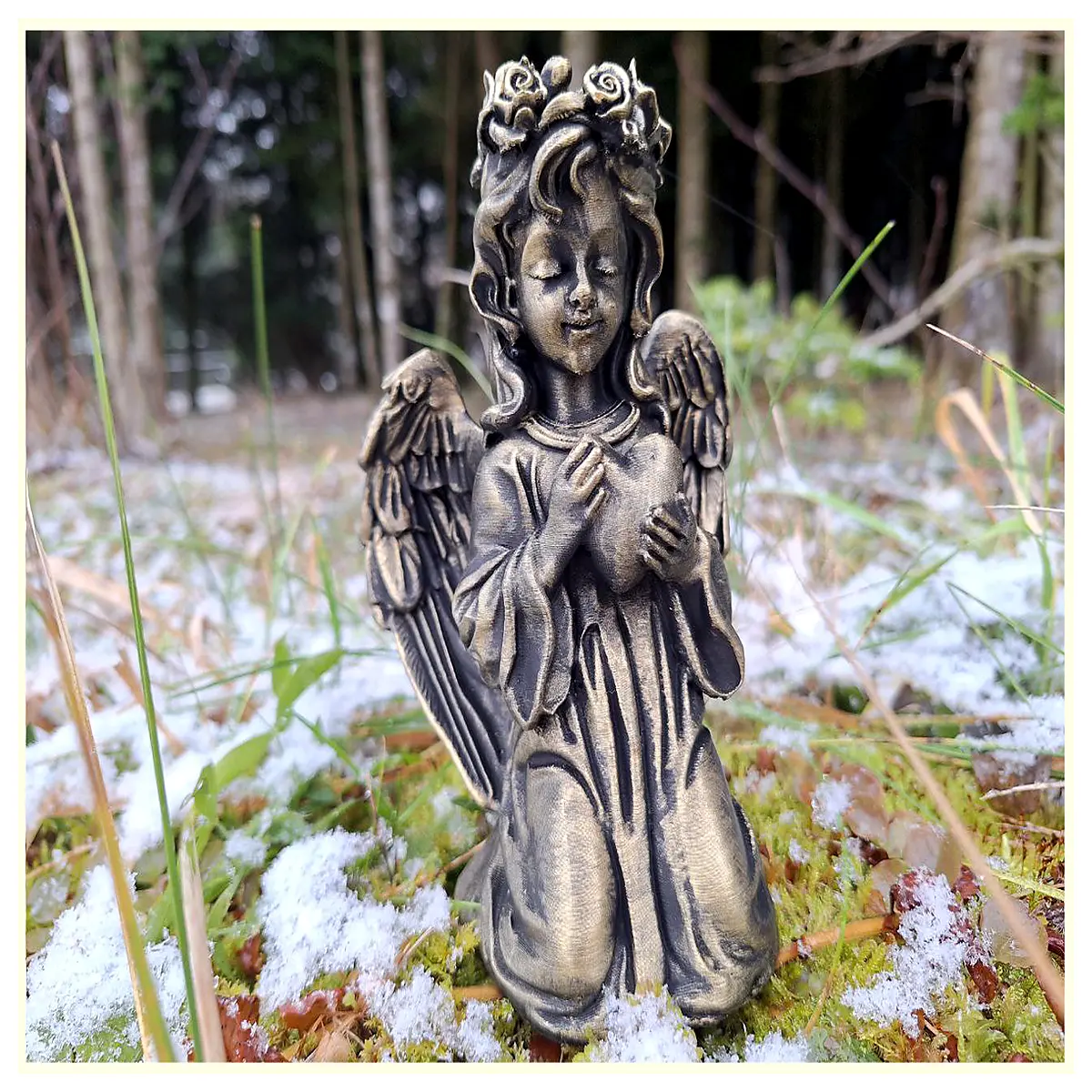 angel holding hand bouquet sympathy floral arrangement memorial gift with angel figurine love tribute wreath