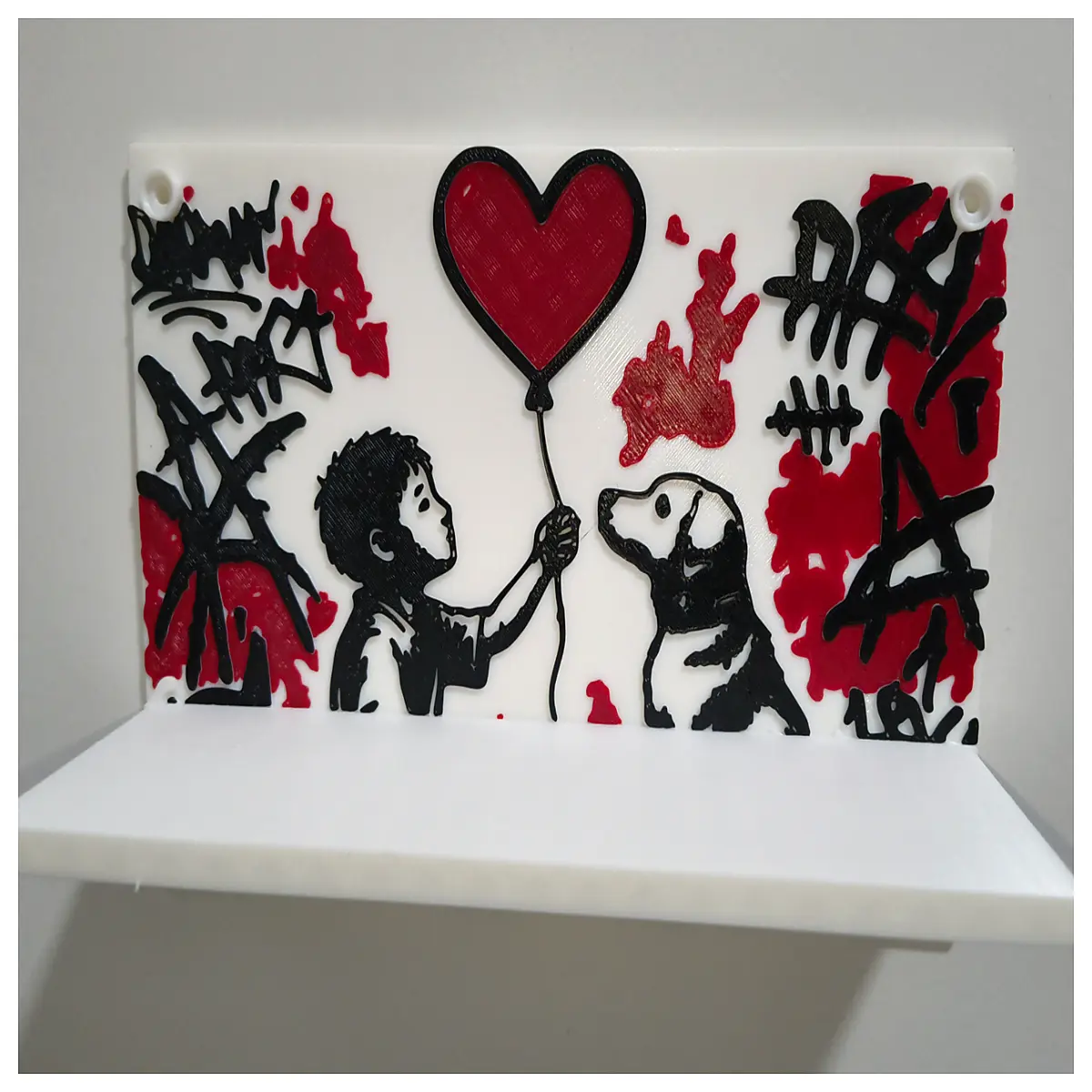 boy and dog graffiti wall shelf balloon nursery decor kids room art storage