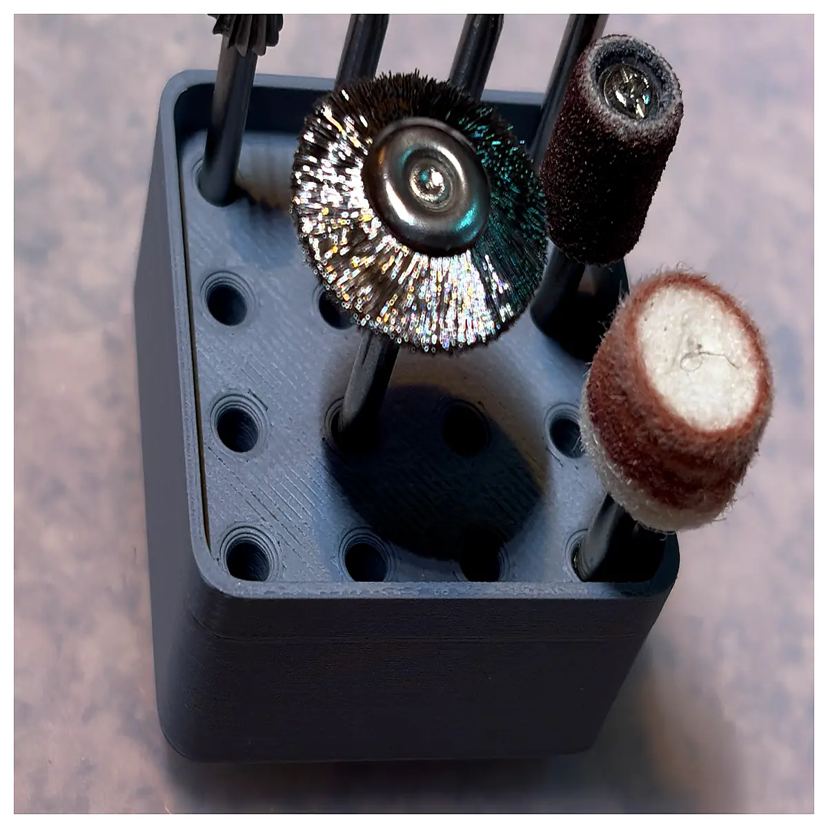gridfinity dremel bit holder 3mm shank organizer modular storage box for rotary tool accessories