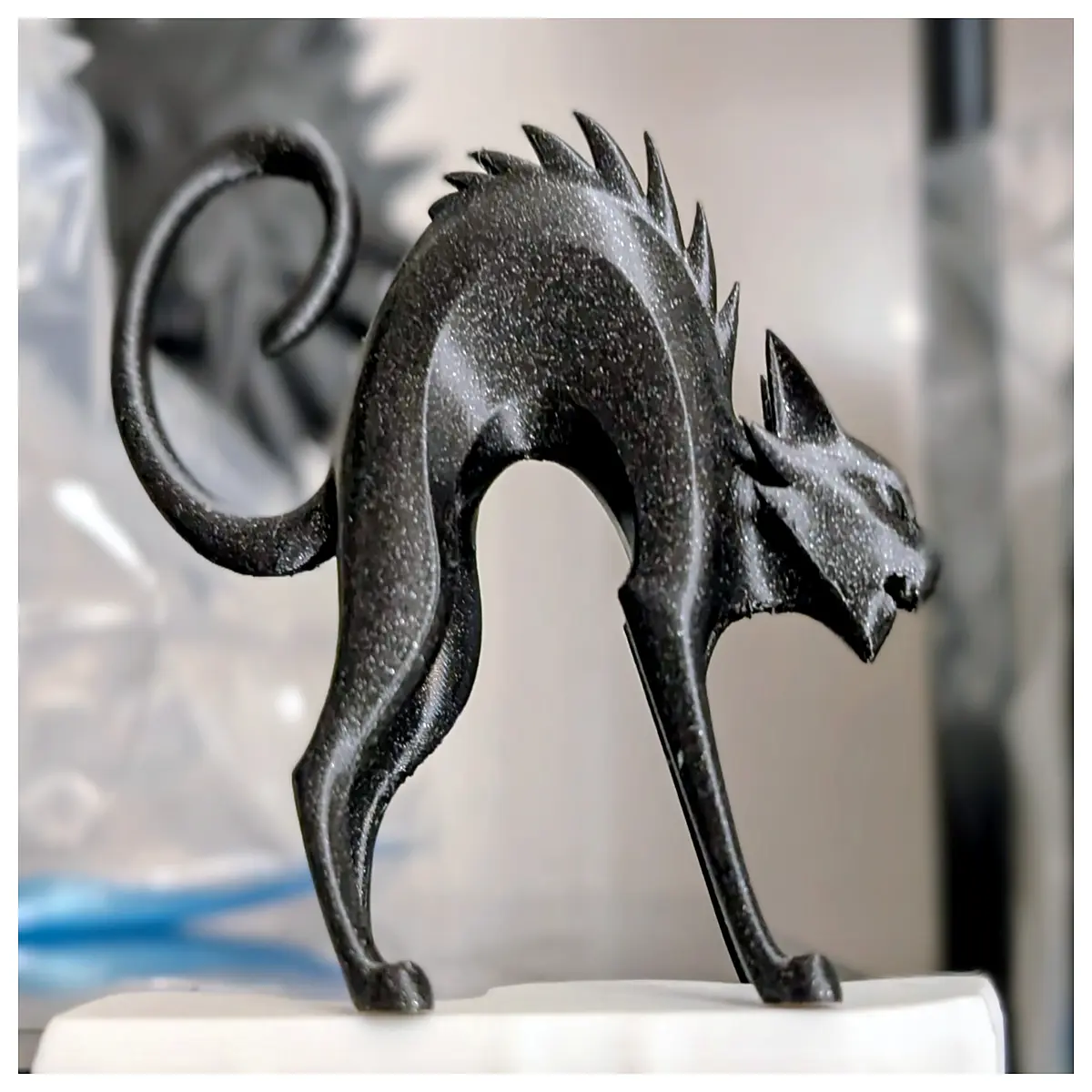 spooky black cat statue for home decor horror art sculpture gothic animal figurine for halloween or dark aesthetic room styling
