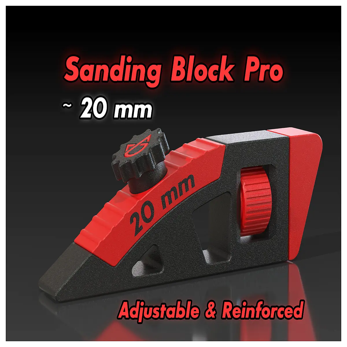 sanding block with adjustable tensioner 20mm grip ergonomic handle for woodworking sanding pad