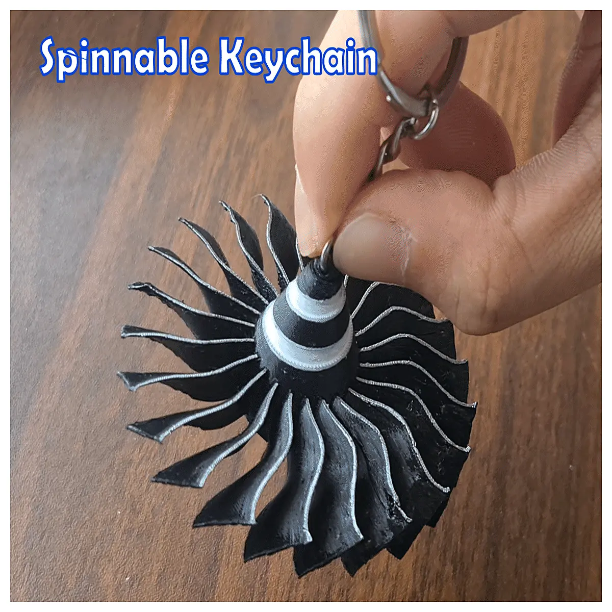 turbine keychain fidget toy stress relief metal spinning blade pocket gadget anti anxiety men
