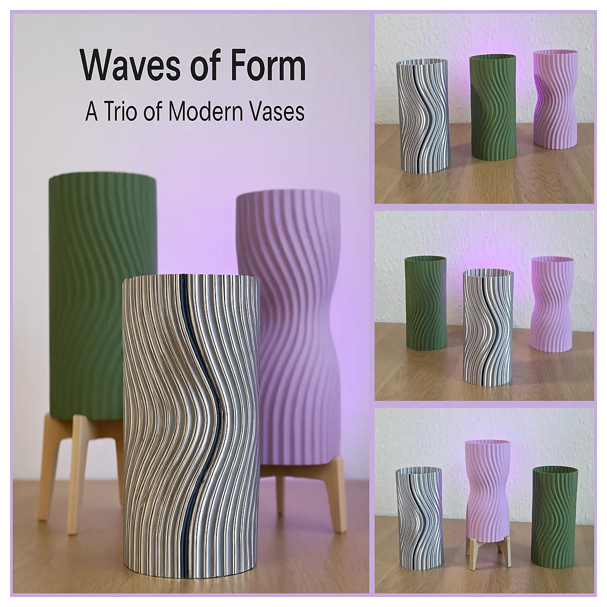 modern ocean wave vase set 3 piece home decor