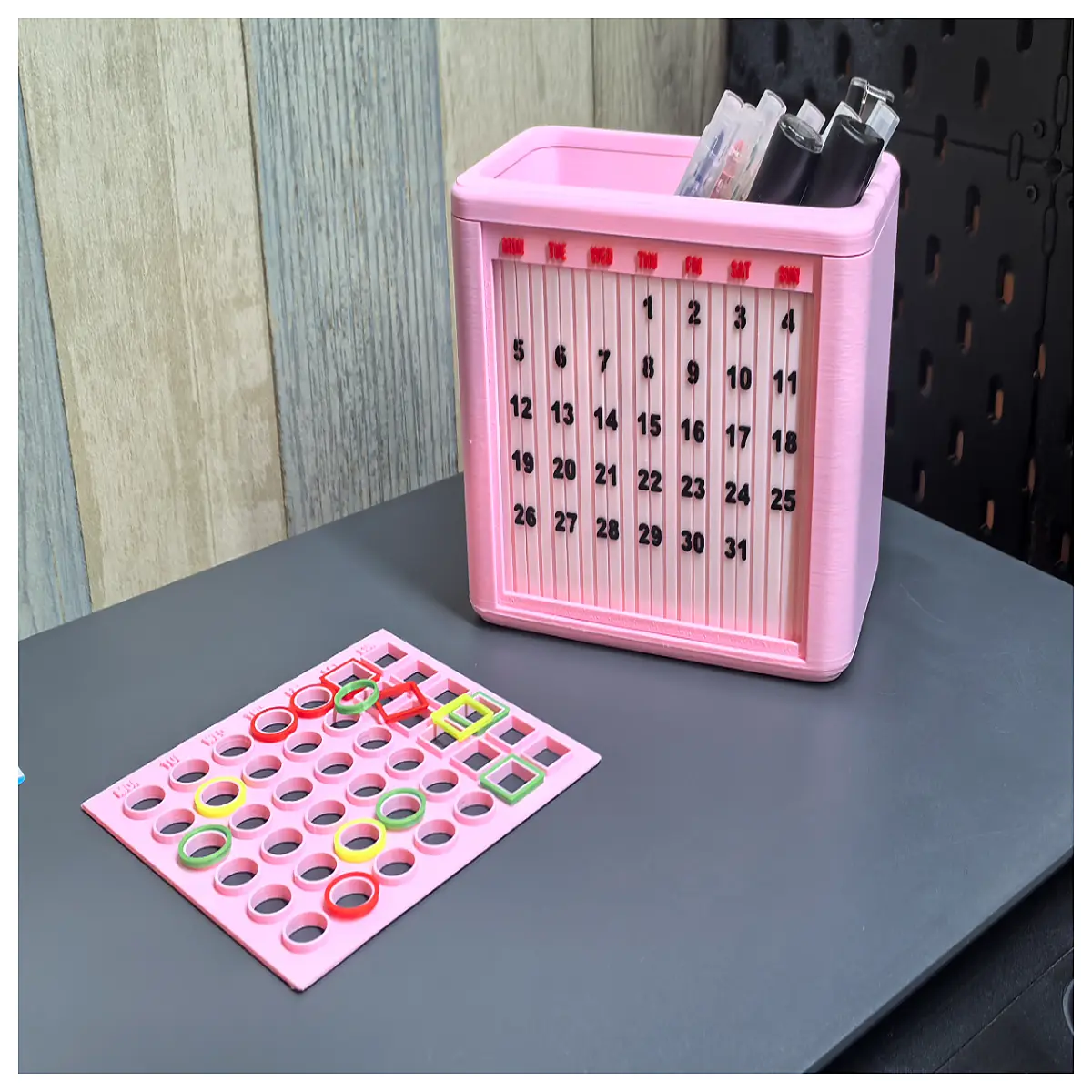 Everlasting Calendar Pencil Holder Perpetual Calendar Display Box Desk Decoration Holidays Collection Item