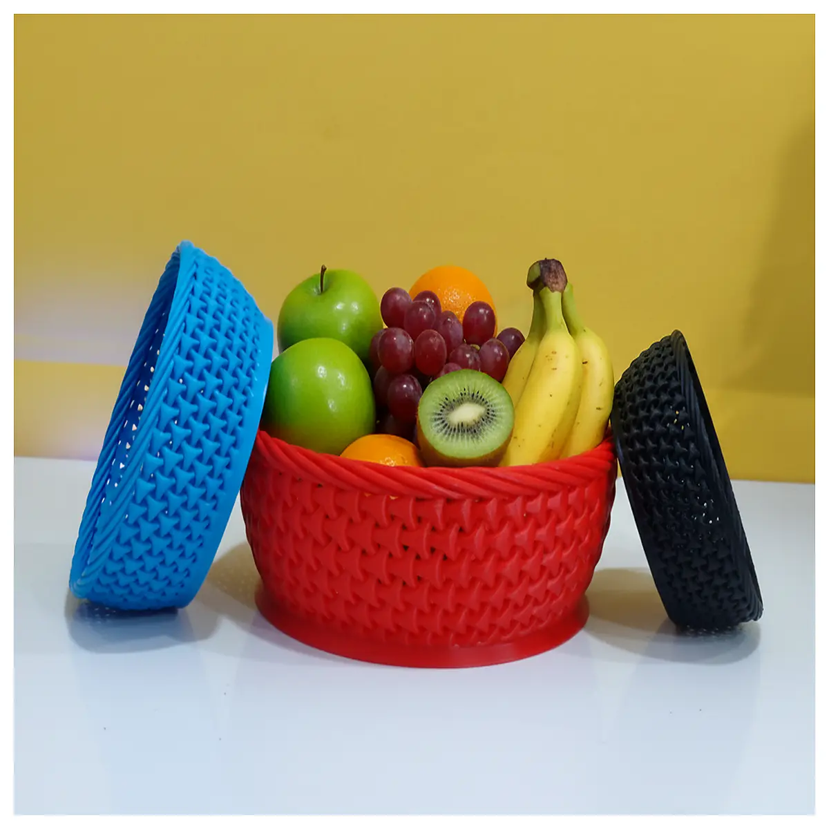 Woven Basket Fruit Bowl No Support Needed Creative Home Decor Fruit Vegetable Organizer Woven Grid Lazy Person Dish