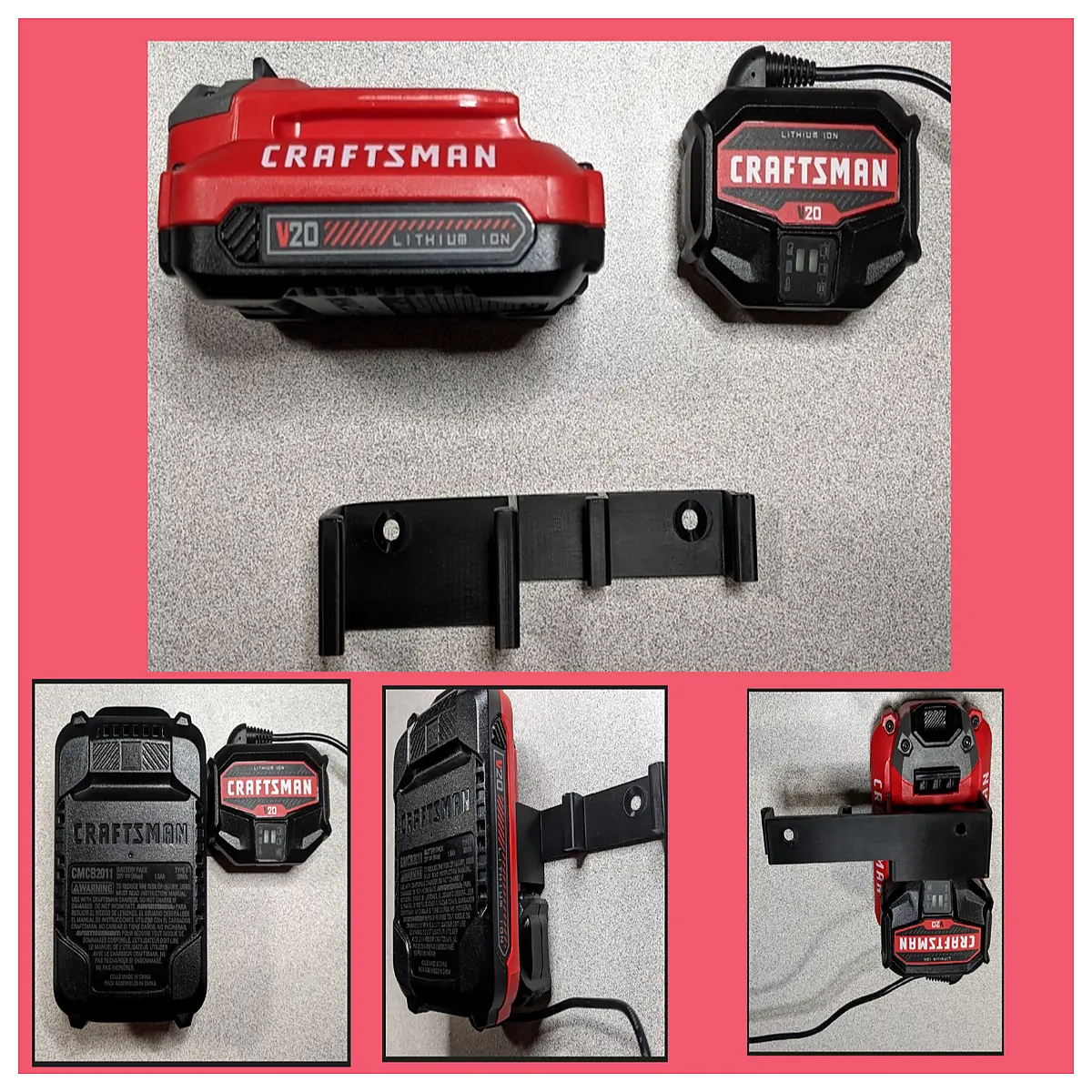 craftsman v20 charger wall mount bracket holder for battery charging station installation hardware